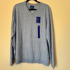 Apt 9 Men’s Seriously Soft Blue Heather Pullover Merino Sweater, Size XL NWT